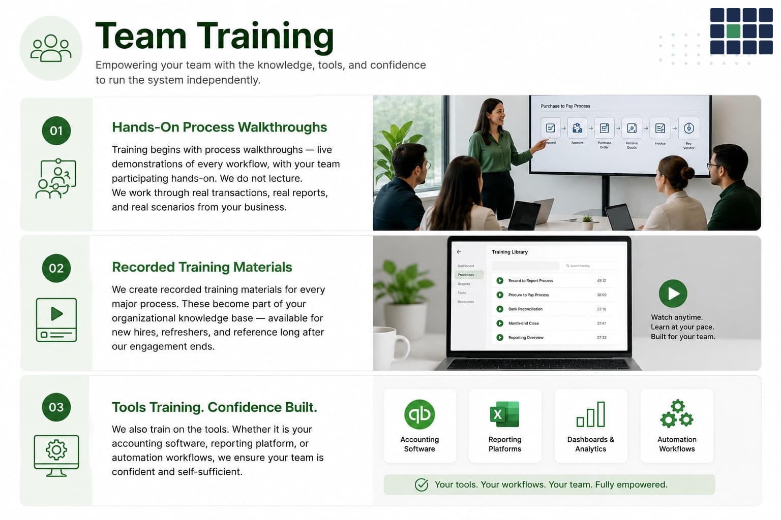 Finance team training session